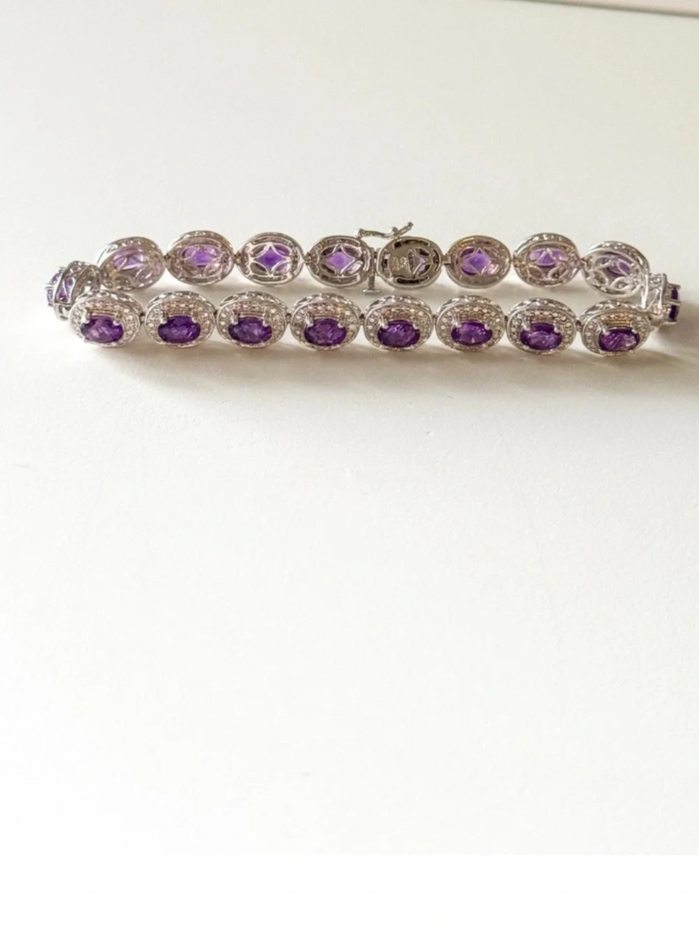 925  Silver Amethyst Tennis Bracelet - Purple